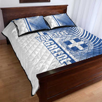 Personalized Greece Coat of Arms Quilt Bed Set Greek cross and Two Laurel Branches