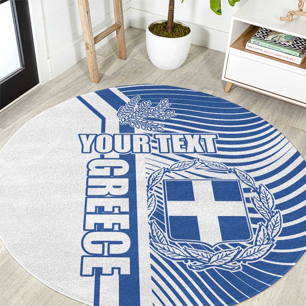Personalized Greece Coat of Arms Round Carpet Greek cross and Two Laurel Branches