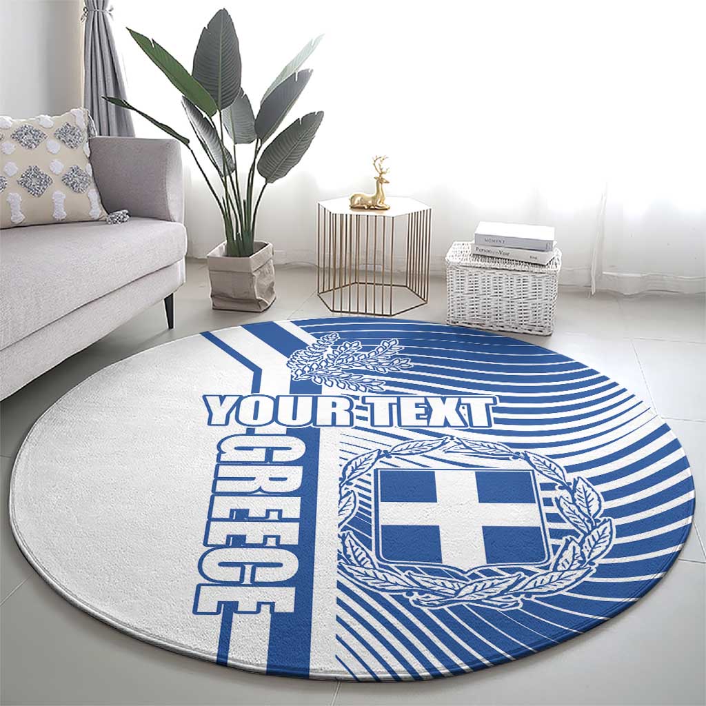 Personalized Greece Coat of Arms Round Carpet Greek cross and Two Laurel Branches