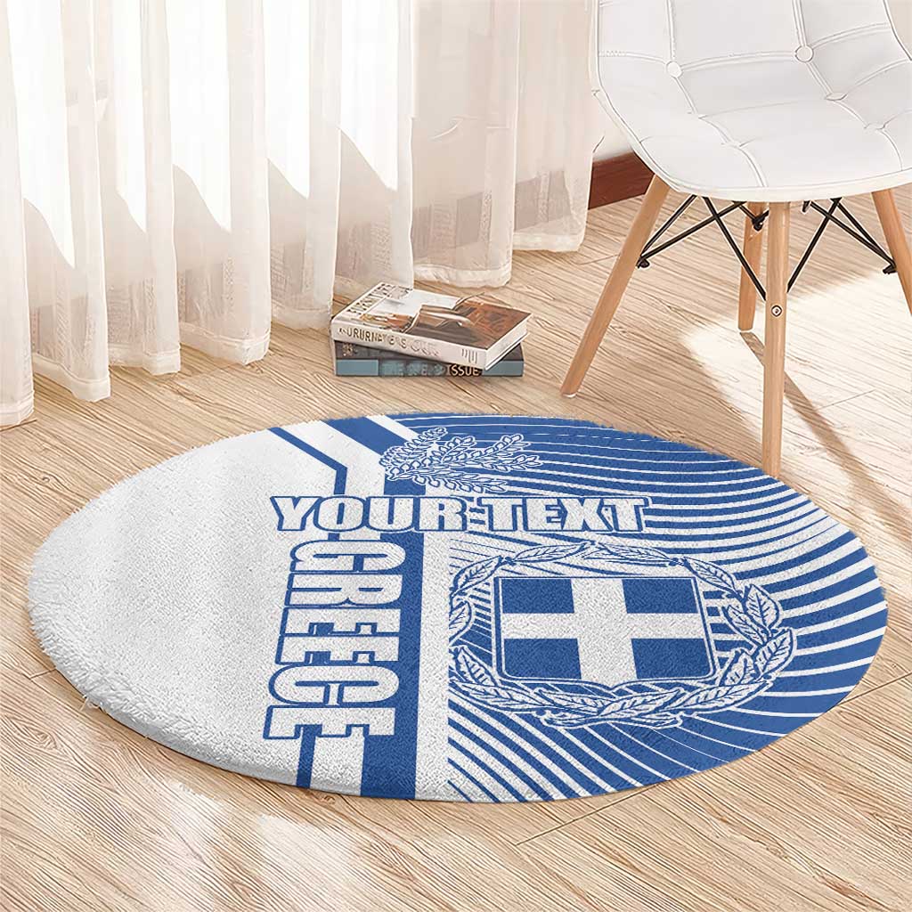 Personalized Greece Coat of Arms Round Carpet Greek cross and Two Laurel Branches