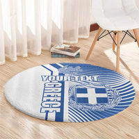 Personalized Greece Coat of Arms Round Carpet Greek cross and Two Laurel Branches