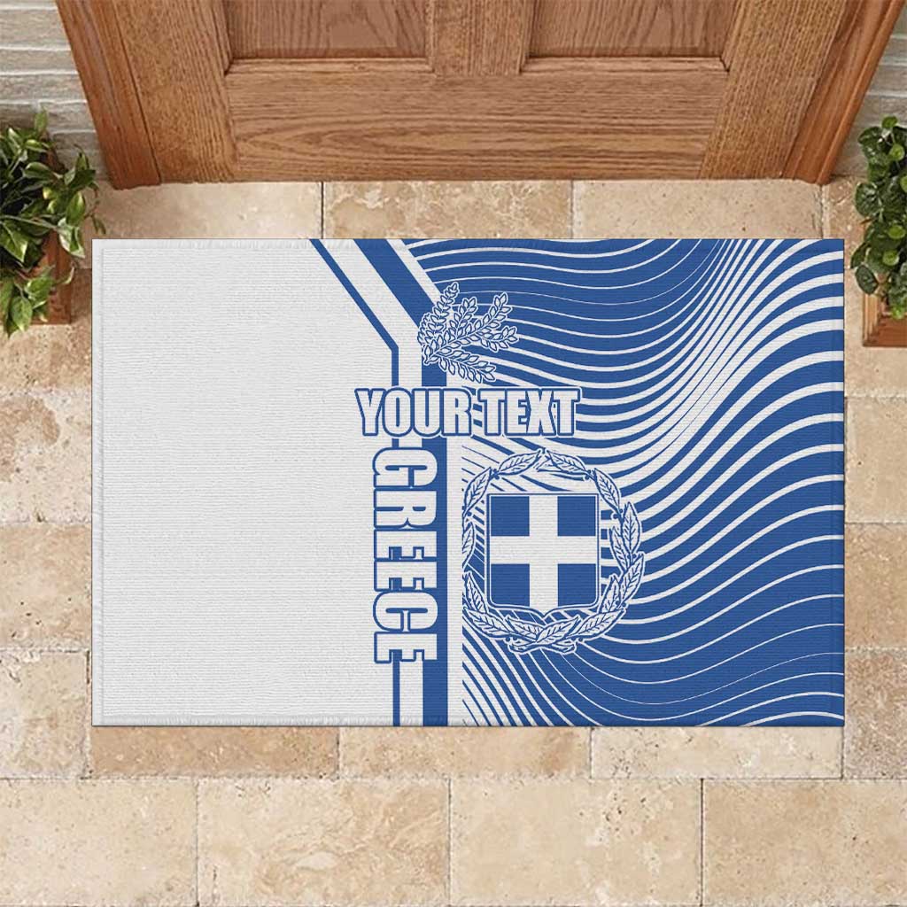 Personalized Greece Coat of Arms Rubber Doormat Greek cross and Two Laurel Branches
