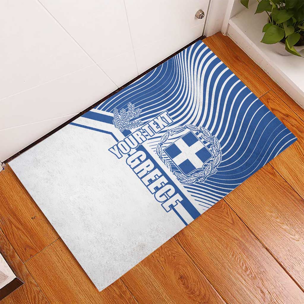 Personalized Greece Coat of Arms Rubber Doormat Greek cross and Two Laurel Branches