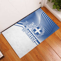 Personalized Greece Coat of Arms Rubber Doormat Greek cross and Two Laurel Branches