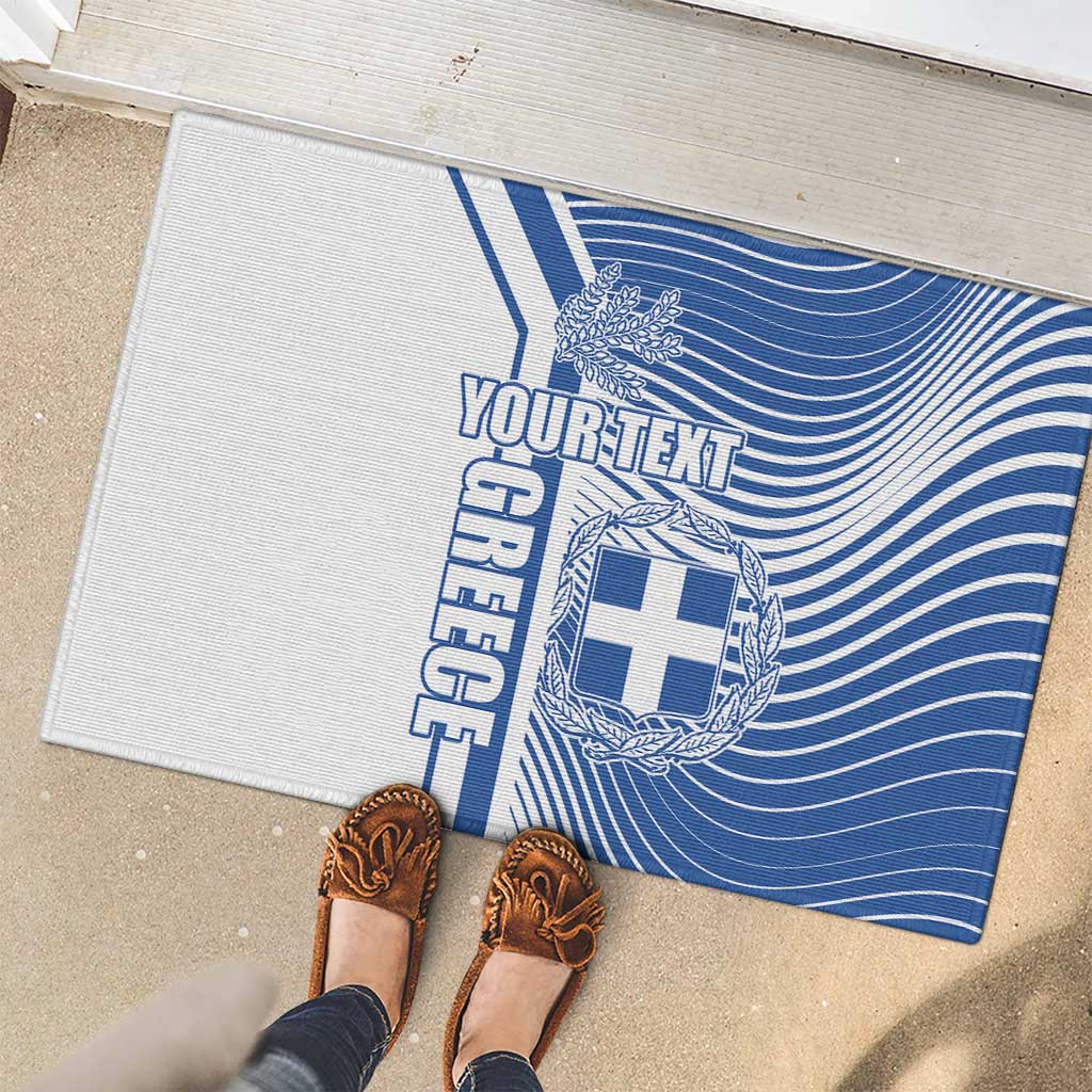 Personalized Greece Coat of Arms Rubber Doormat Greek cross and Two Laurel Branches