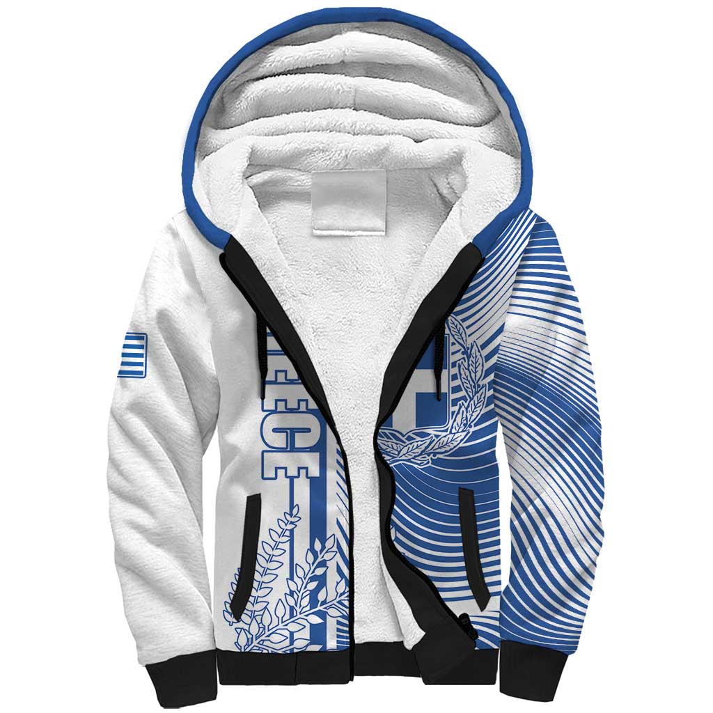 Personalized Greece Coat of Arms Sherpa Hoodie Greek cross and Two Laurel Branches