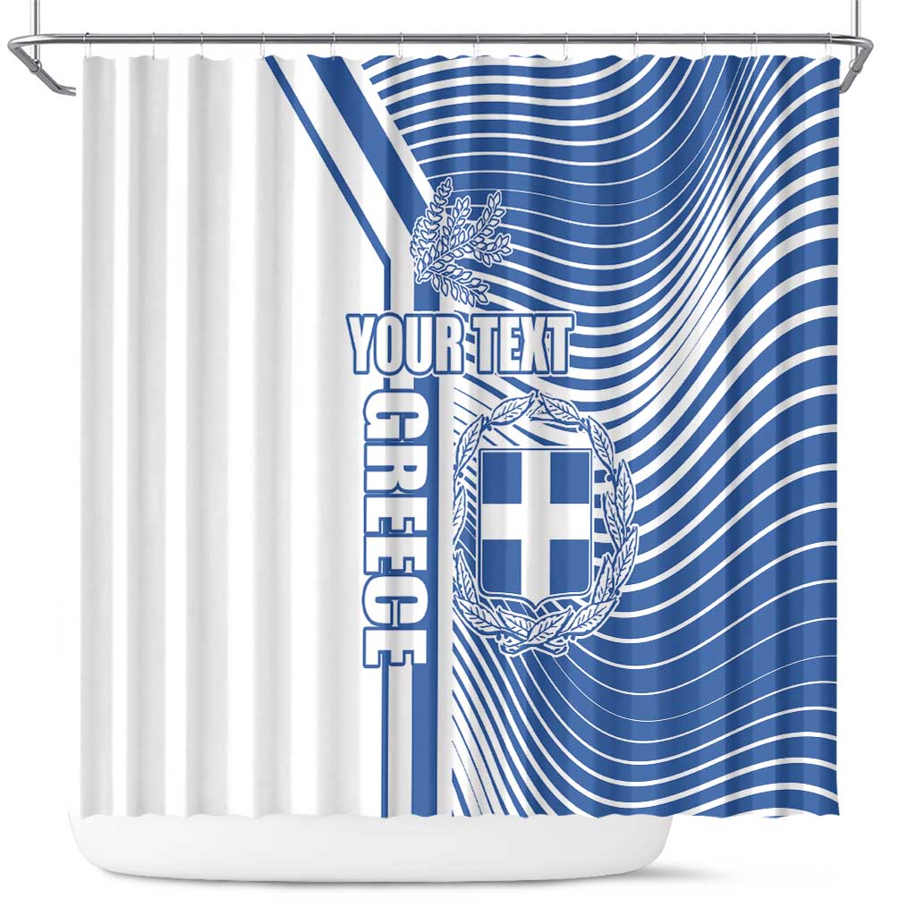 Personalized Greece Coat of Arms Shower Curtain Greek cross and Two Laurel Branches