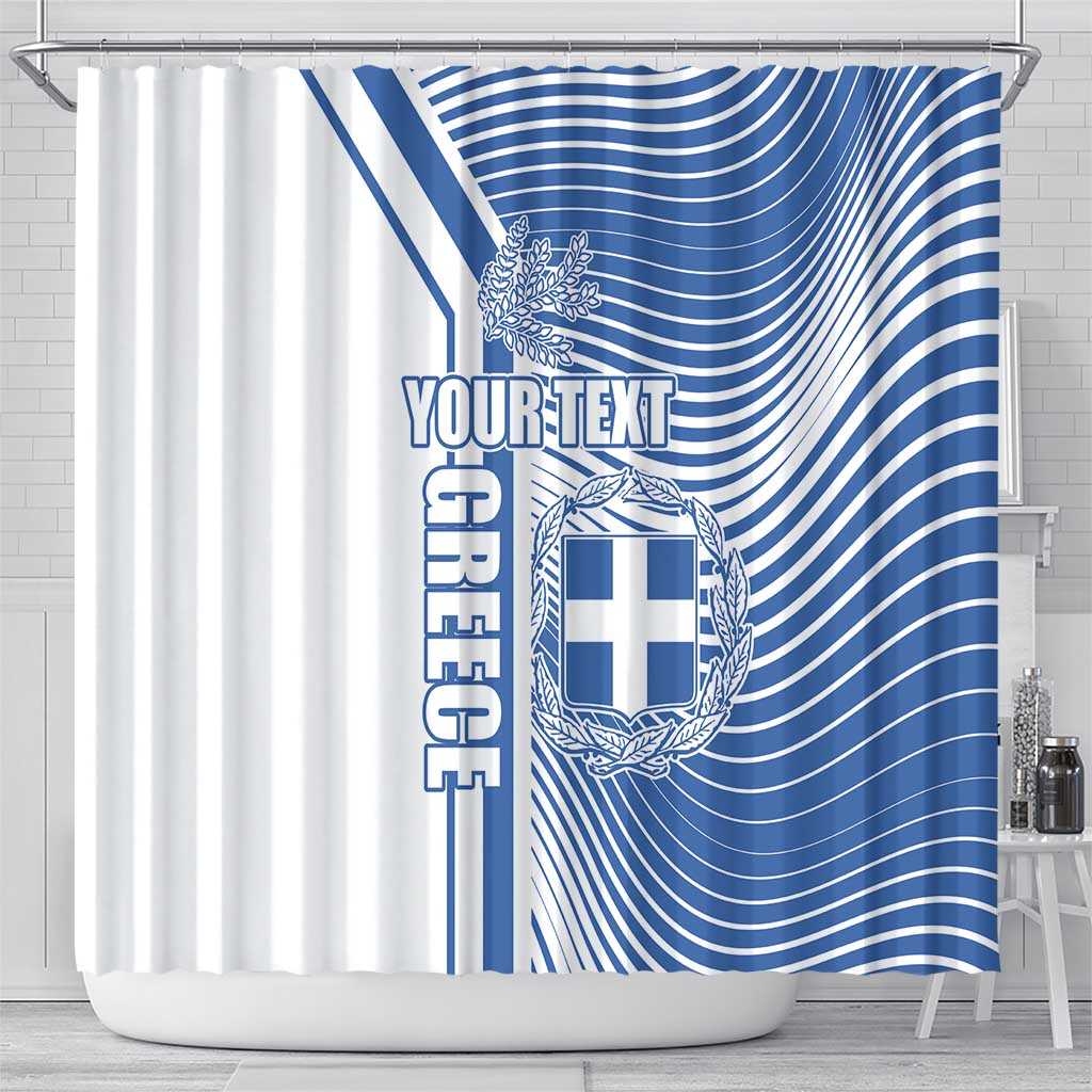 Personalized Greece Coat of Arms Shower Curtain Greek cross and Two Laurel Branches