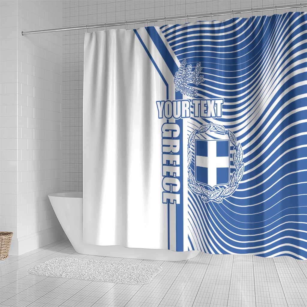 Personalized Greece Coat of Arms Shower Curtain Greek cross and Two Laurel Branches