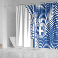 Personalized Greece Coat of Arms Shower Curtain Greek cross and Two Laurel Branches