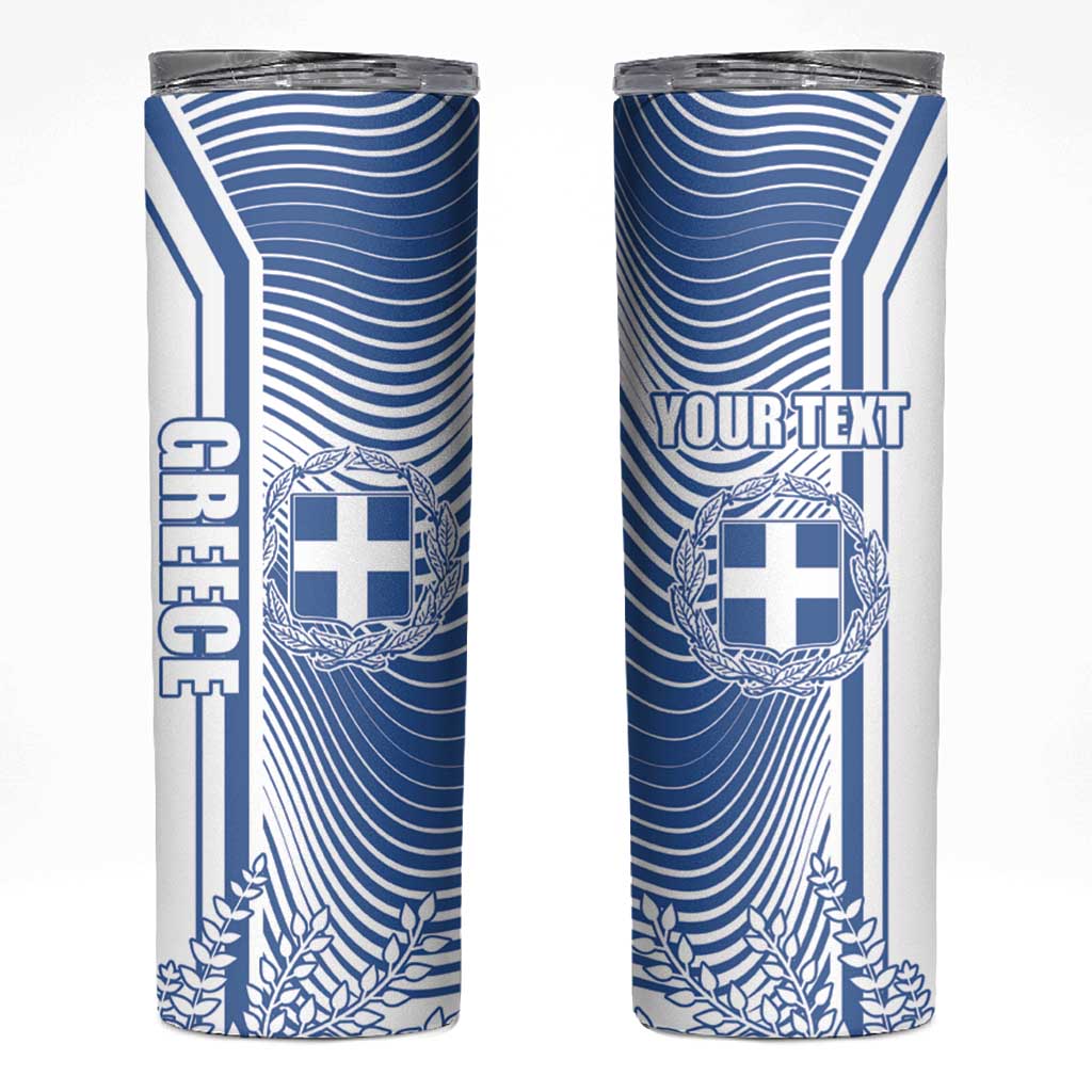 Personalized Greece Coat of Arms Skinny Tumbler Greek Cross and Two Laurel Branches