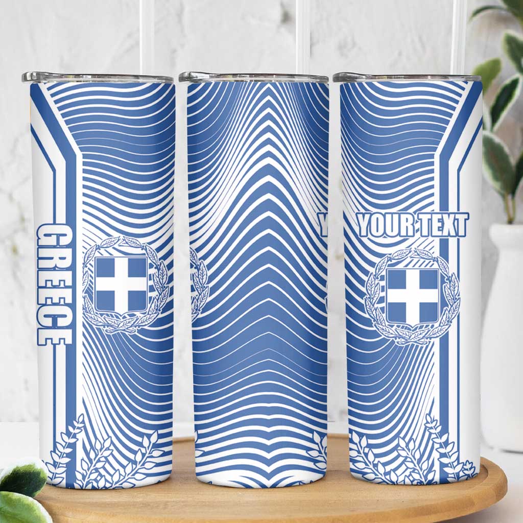 Personalized Greece Coat of Arms Skinny Tumbler Greek Cross and Two Laurel Branches