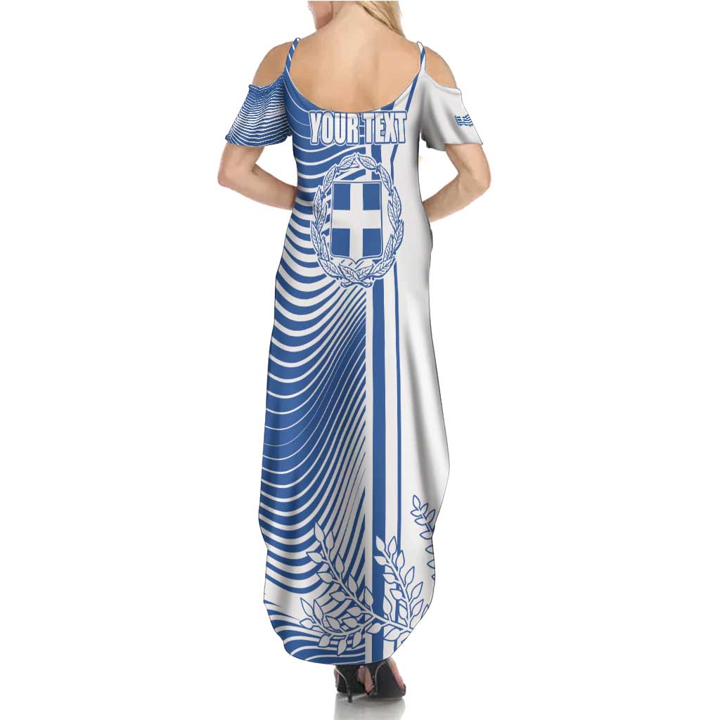 Personalized Greece Coat of Arms Summer Maxi Dress Greek cross and Two Laurel Branches