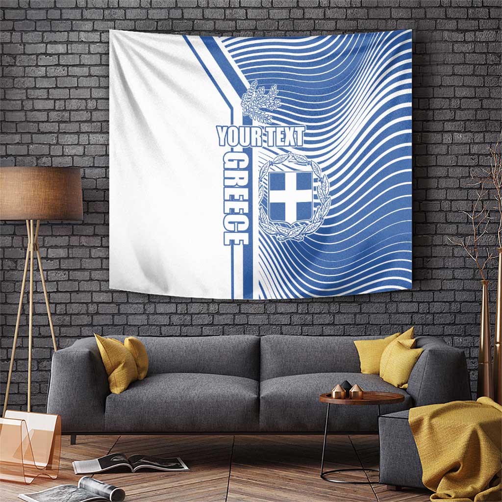 Personalized Greece Coat of Arms Tapestry Greek cross and Two Laurel Branches