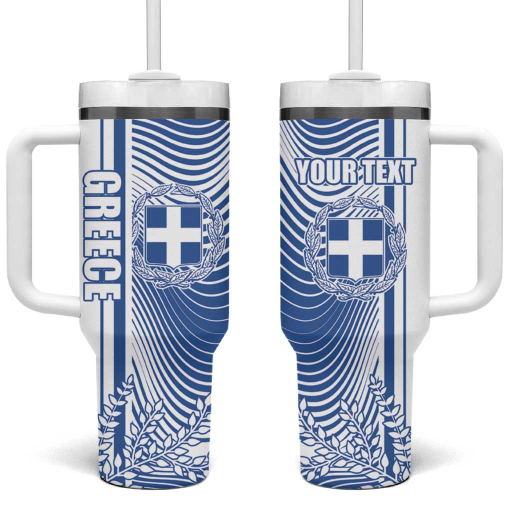 Personalized Greece Coat of Arms Tumbler With Handle Greek Cross and Two Laurel Branches