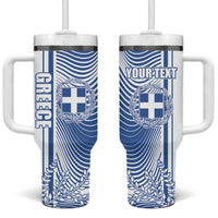 Personalized Greece Coat of Arms Tumbler With Handle Greek Cross and Two Laurel Branches