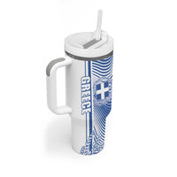 Personalized Greece Coat of Arms Tumbler With Handle Greek Cross and Two Laurel Branches