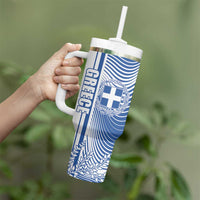 Personalized Greece Coat of Arms Tumbler With Handle Greek Cross and Two Laurel Branches