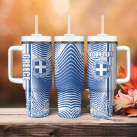 Personalized Greece Coat of Arms Tumbler With Handle Greek Cross and Two Laurel Branches