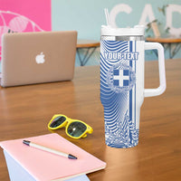 Personalized Greece Coat of Arms Tumbler With Handle Greek Cross and Two Laurel Branches