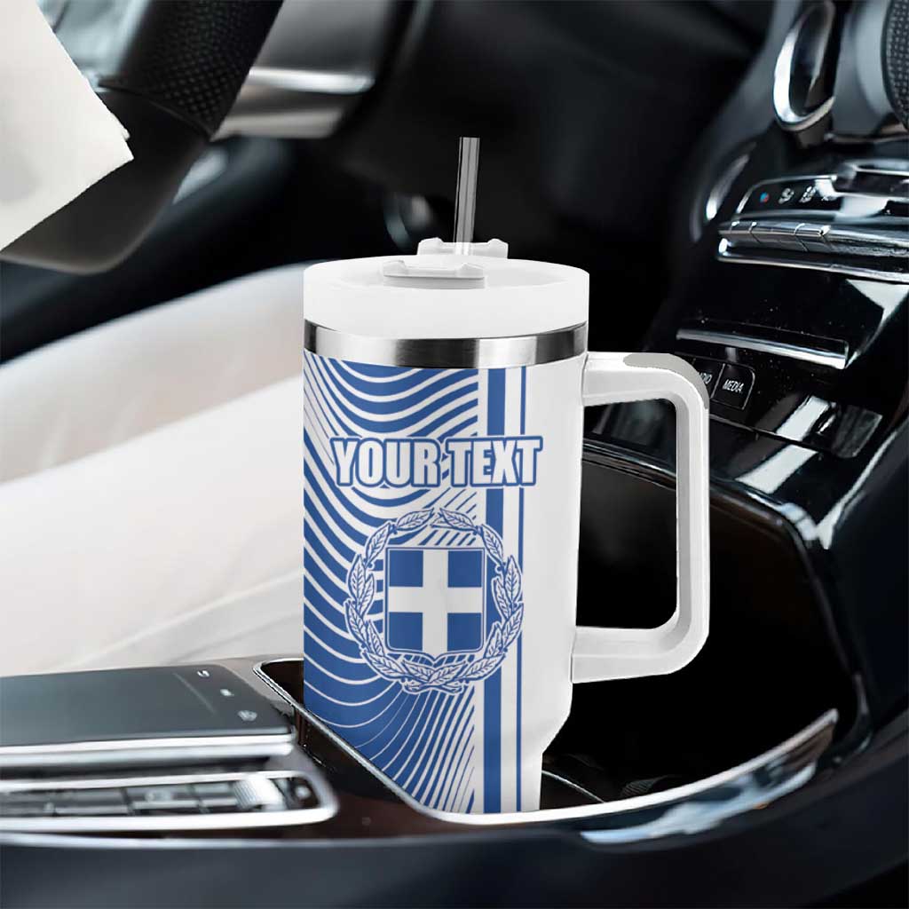 Personalized Greece Coat of Arms Tumbler With Handle Greek Cross and Two Laurel Branches