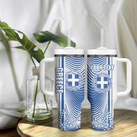 Personalized Greece Coat of Arms Tumbler With Handle Greek Cross and Two Laurel Branches