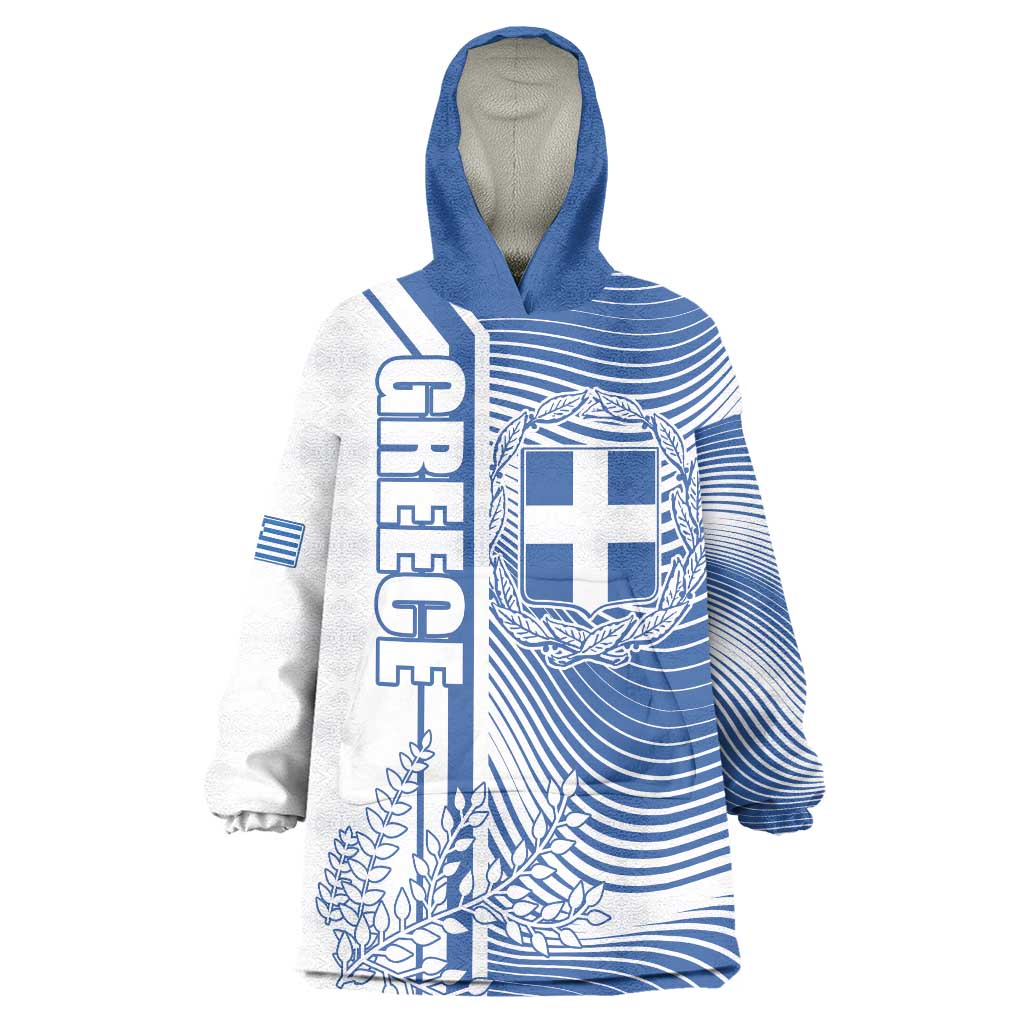 Personalized Greece Coat of Arms Wearable Blanket Hoodie Greek cross and Two Laurel Branches