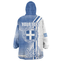 Personalized Greece Coat of Arms Wearable Blanket Hoodie Greek cross and Two Laurel Branches
