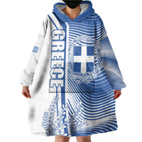 Personalized Greece Coat of Arms Wearable Blanket Hoodie Greek cross and Two Laurel Branches