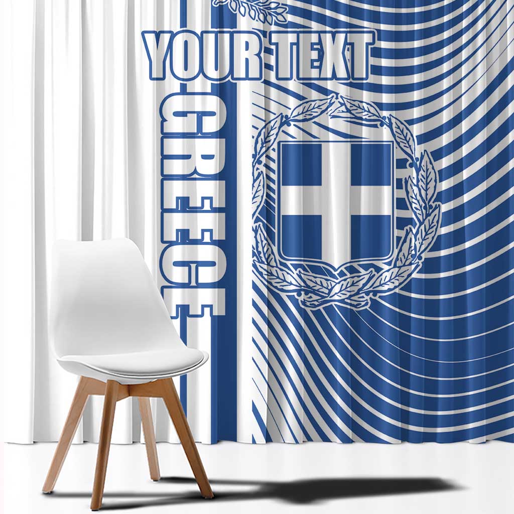 Personalized Greece Coat of Arms Window Curtain Greek cross and Two Laurel Branches