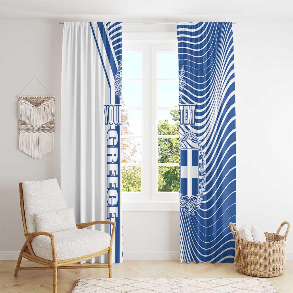 Personalized Greece Coat of Arms Window Curtain Greek cross and Two Laurel Branches