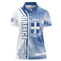 Personalized Greece Coat of Arms Women Polo Shirt Greek cross and Two Laurel Branches