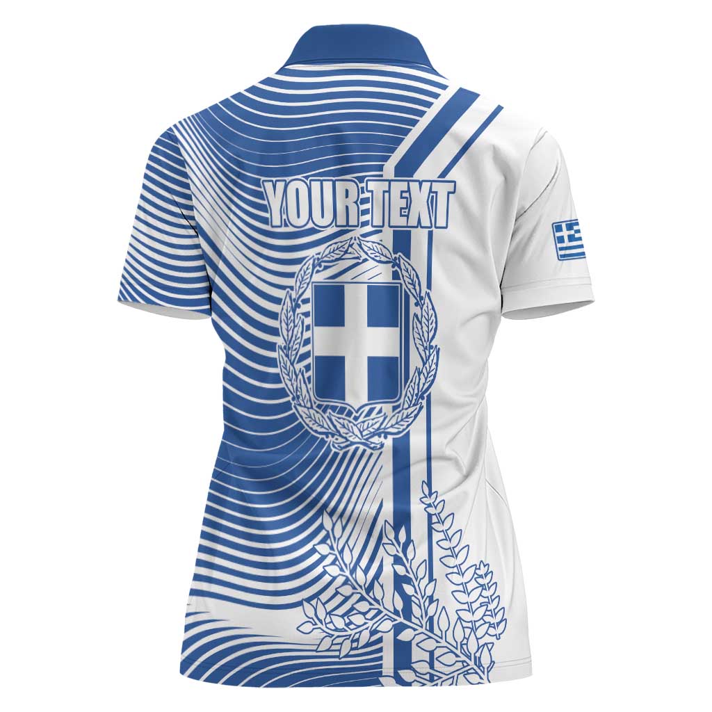 Personalized Greece Coat of Arms Women Polo Shirt Greek cross and Two Laurel Branches