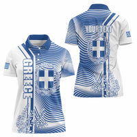 Personalized Greece Coat of Arms Women Polo Shirt Greek cross and Two Laurel Branches