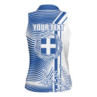 Personalized Greece Coat of Arms Women Sleeveless Polo Shirt Greek cross and Two Laurel Branches