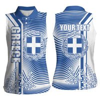 Personalized Greece Coat of Arms Women Sleeveless Polo Shirt Greek cross and Two Laurel Branches