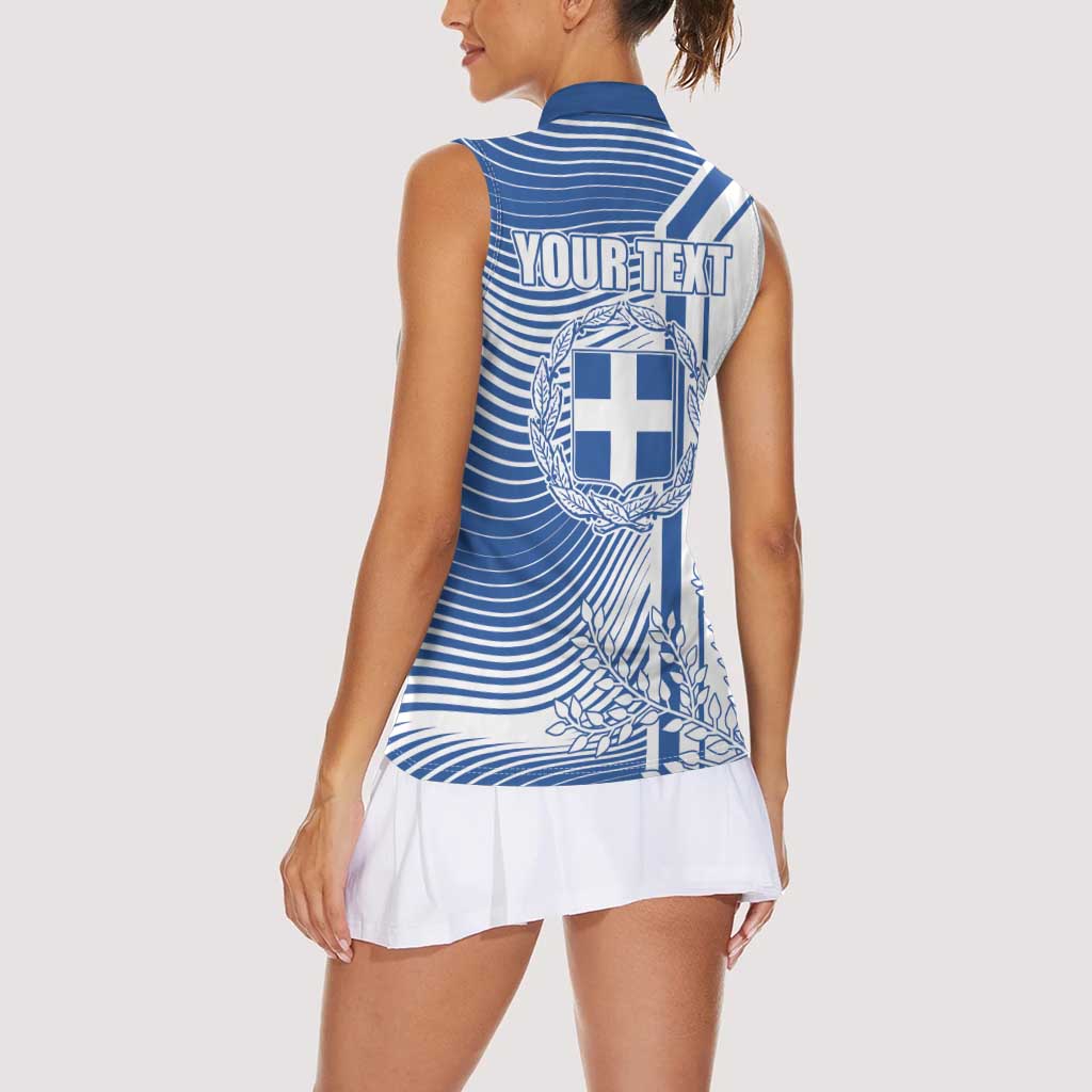 Personalized Greece Coat of Arms Women Sleeveless Polo Shirt Greek cross and Two Laurel Branches
