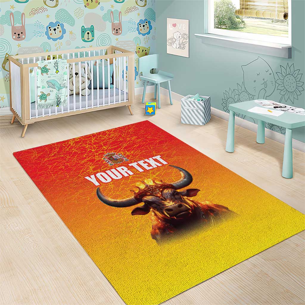 Personalized Spain Bull with Crown Area Rug Espana Flag with Coat of Arms