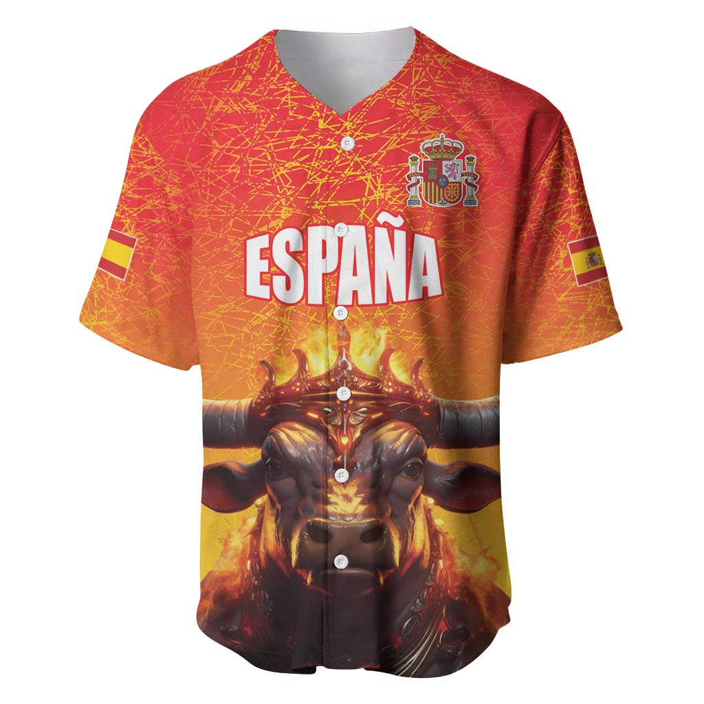 Personalized Spain Bull with Crown Baseball Jersey Espana Flag with Coat of Arms