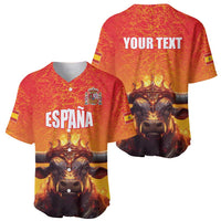 Personalized Spain Bull with Crown Baseball Jersey Espana Flag with Coat of Arms