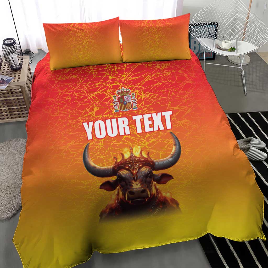 Personalized Spain Bull with Crown Bedding Set Espana Flag with Coat of Arms