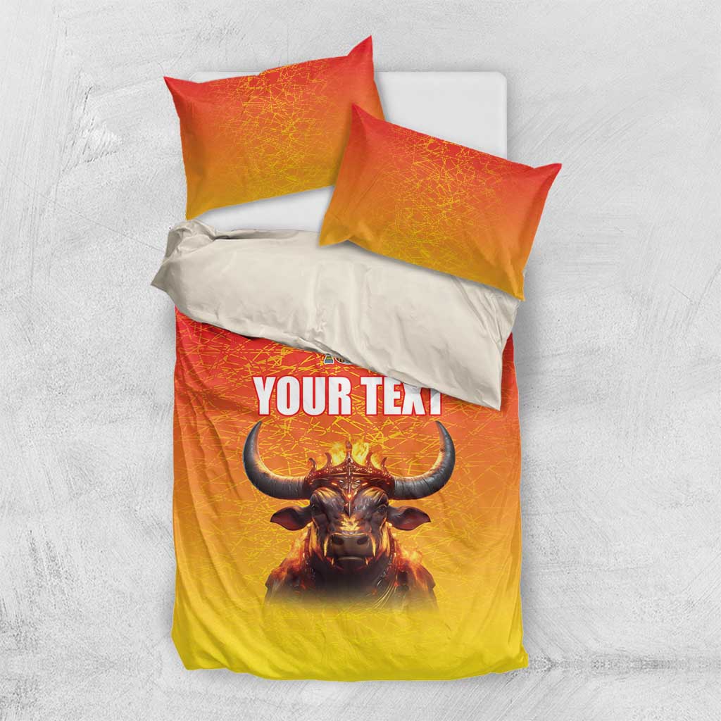 Personalized Spain Bull with Crown Bedding Set Espana Flag with Coat of Arms
