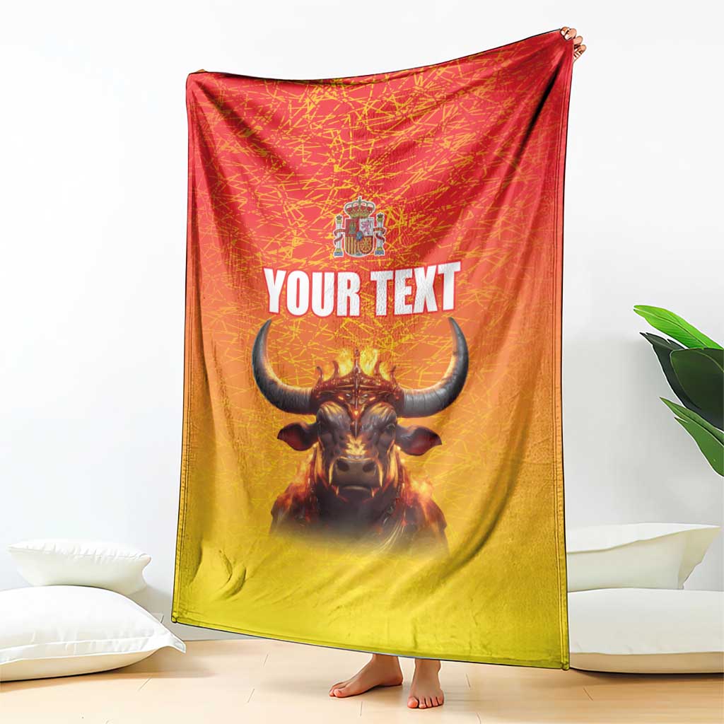 Personalized Spain Bull with Crown Blanket Espana Flag with Coat of Arms