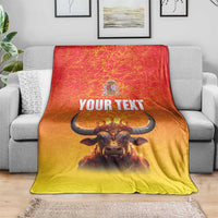Personalized Spain Bull with Crown Blanket Espana Flag with Coat of Arms