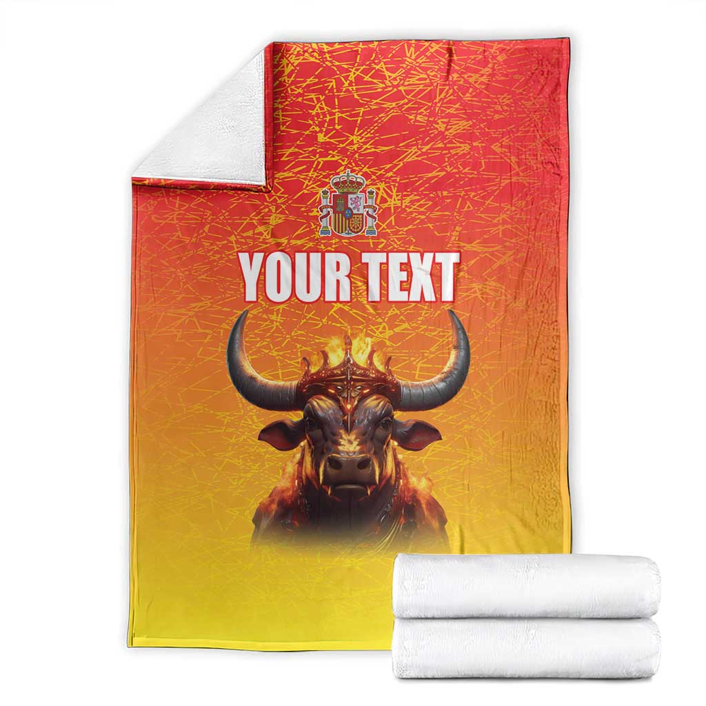 Personalized Spain Bull with Crown Blanket Espana Flag with Coat of Arms