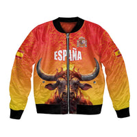 Personalized Spain Bull with Crown Bomber Jacket Espana Flag with Coat of Arms
