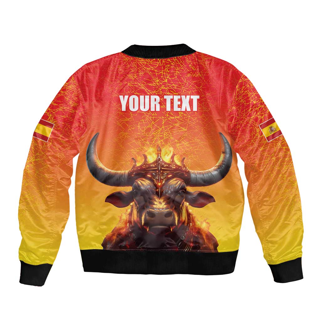 Personalized Spain Bull with Crown Bomber Jacket Espana Flag with Coat of Arms