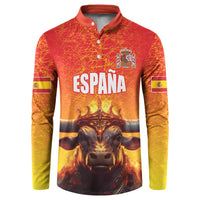 Personalized Spain Bull with Crown Button Sweatshirt Espana Flag with Coat of Arms