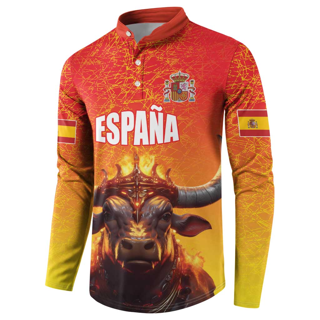 Personalized Spain Bull with Crown Button Sweatshirt Espana Flag with Coat of Arms
