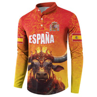 Personalized Spain Bull with Crown Button Sweatshirt Espana Flag with Coat of Arms